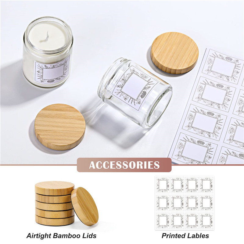 Shangrun 8 Oz Thick Glass Jars With Bamboo Lids 7