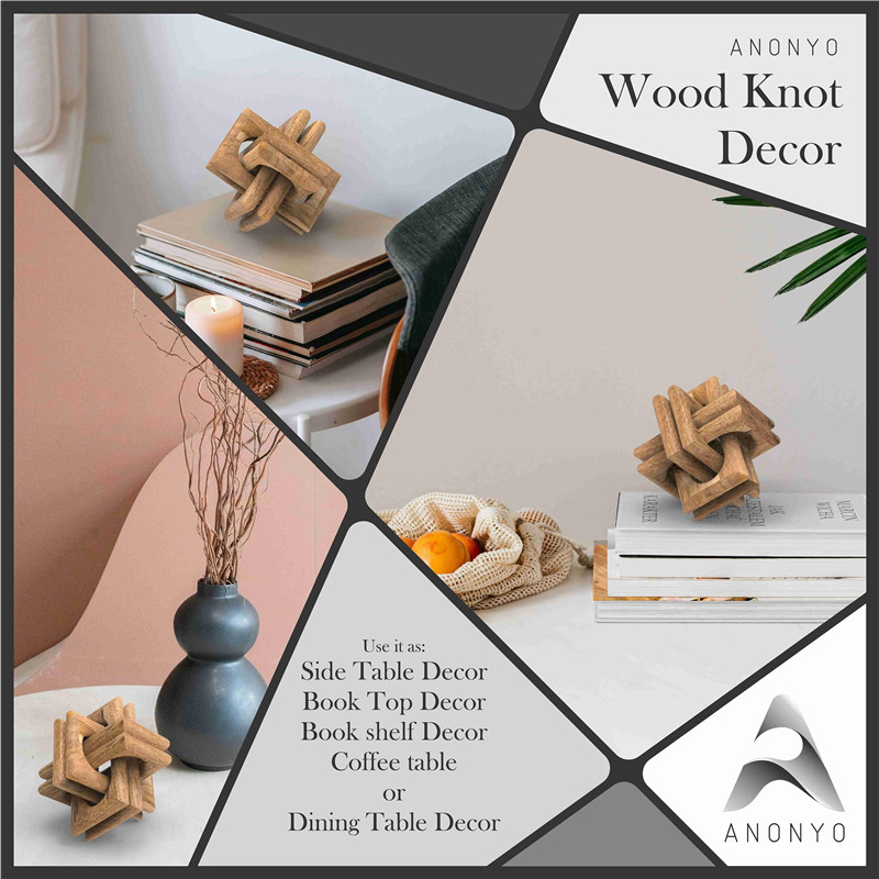 Shangrun Wood Knot Decor Entry Table Boho Shelf Decor 6 Link Interlock Coffee Table Decor 4